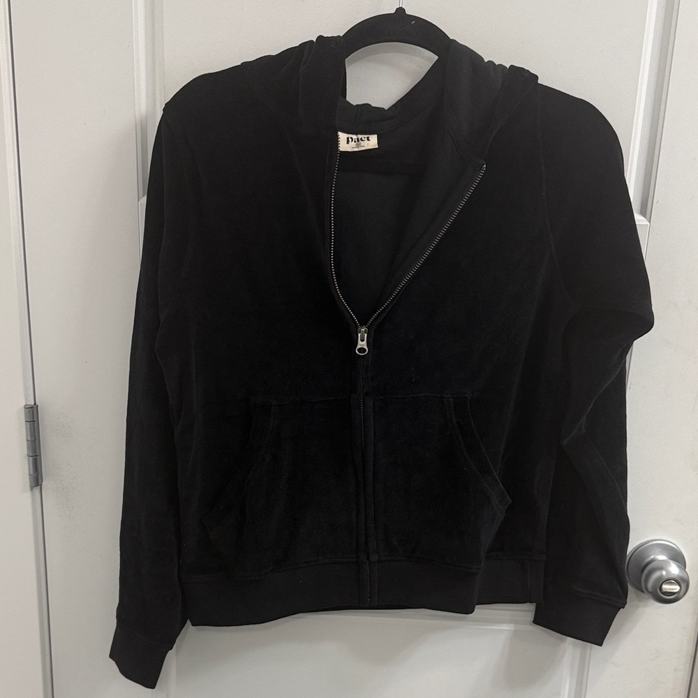 Pact Velvet Black Zip Up Hoodie Size XS